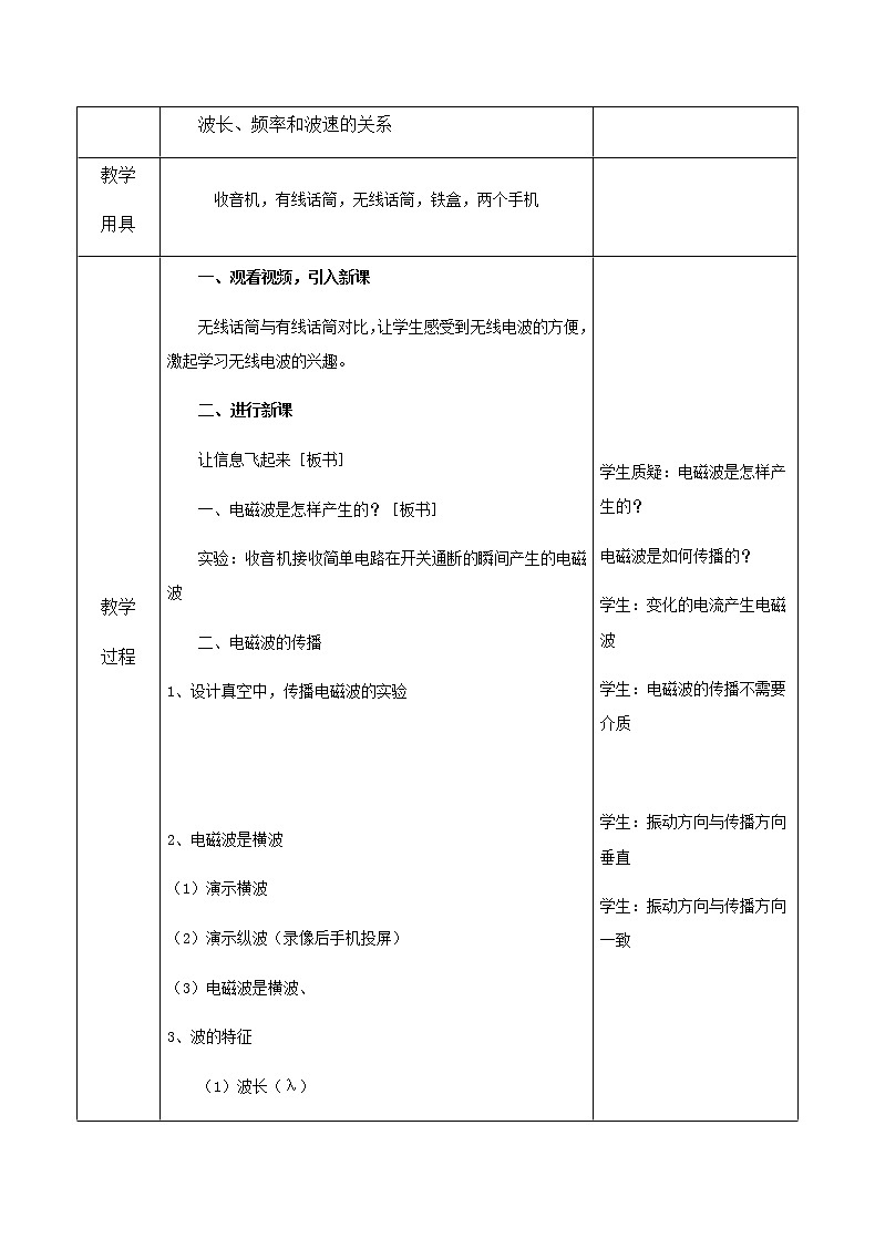 沪科版九年级全册 物理 教案 19.2让信息“飞”起来第2页