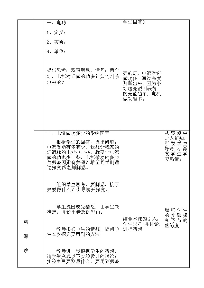 沪科版九年级全册 物理 教案 16.1电流做功503