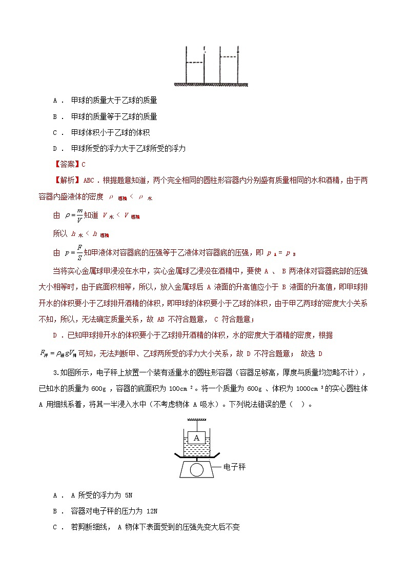 考点25  液体压强-【迎战中考】2022年物理考点必刷100题（人教版）02