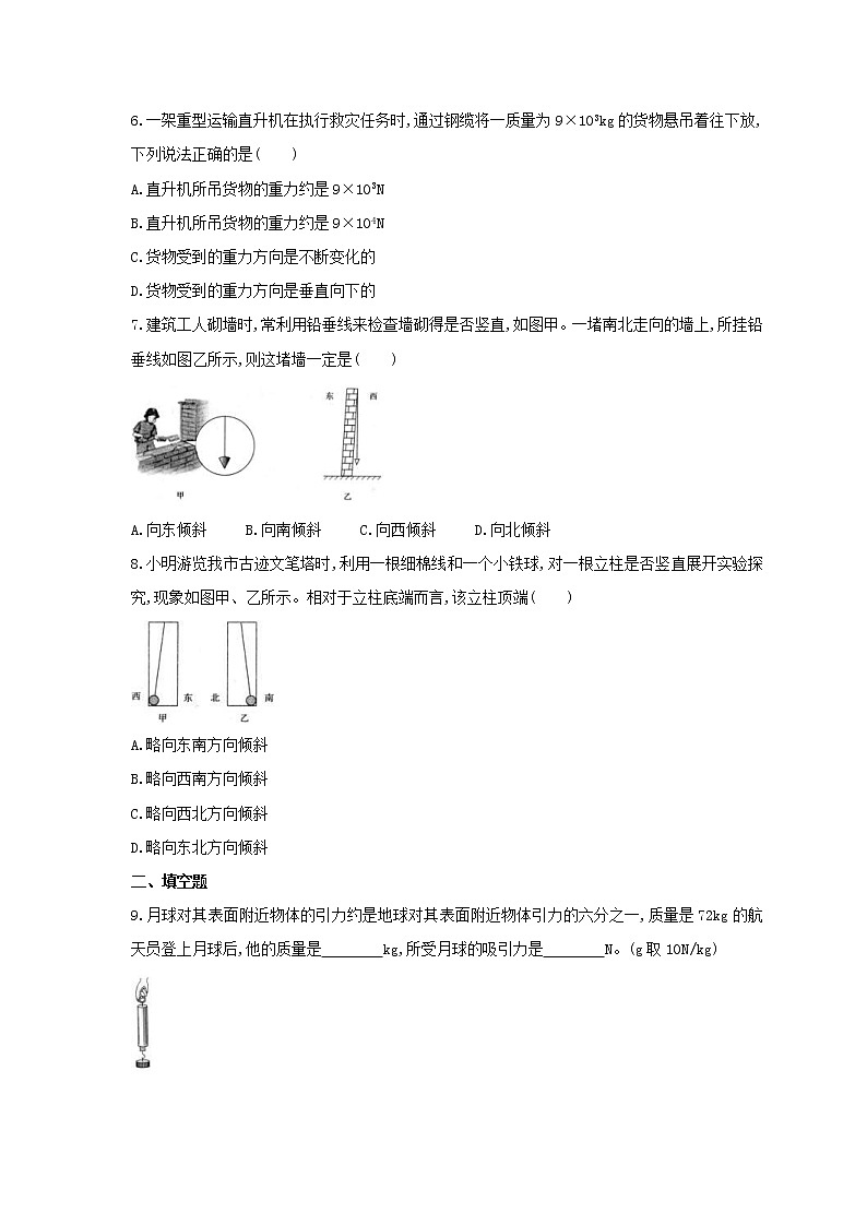 2021年沪科版物理八年级全册6.4《来自地球的力》课时练习（含答案）02