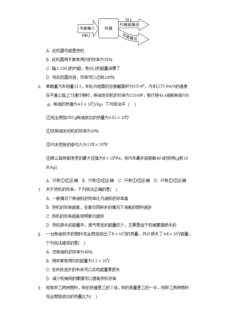 14.2热机的效率  同步练习 人教版初中物理九年级全一册02