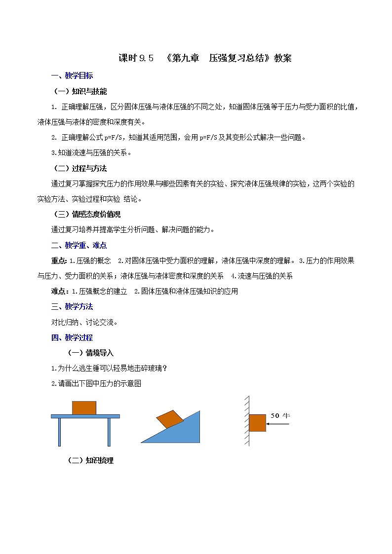 9.5  第九章  压强复习总结-八年级下册课件+教案+练习（人教版）01