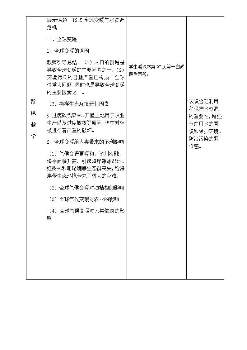 沪科版九年级全册 物理 教案 12.5全球变暖与水资源危机03