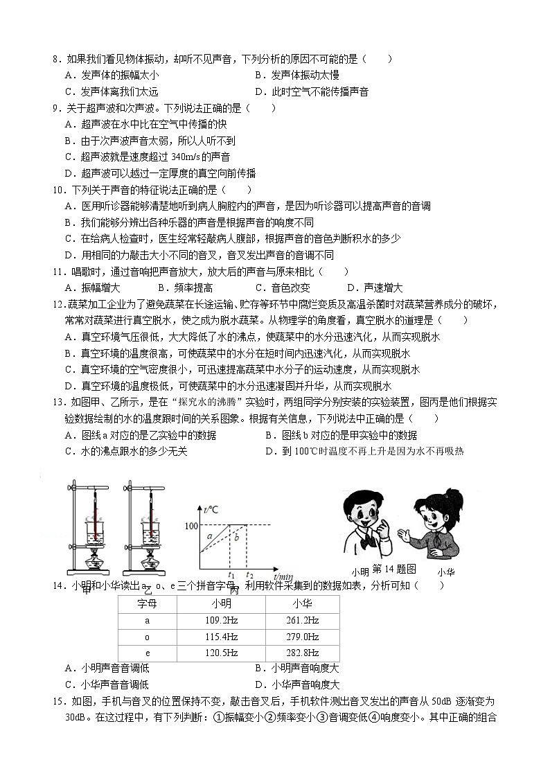 江苏省连云港市海州区“勤·真”教学联盟2021-2022学年八年级上学期第一次抽测物理【试卷+答案】第2页