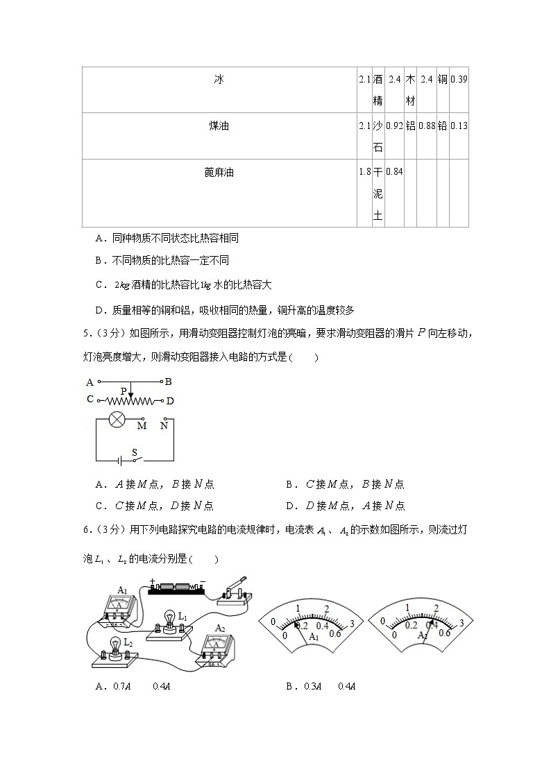 甘肃省白银市靖远县2020-2021学年九年级上学期期中物理【试卷+答案】02