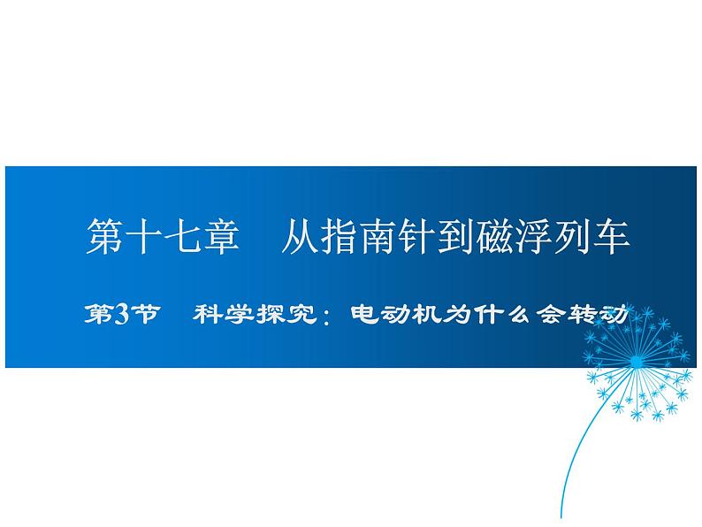 2021-2022学年度沪科版九年级物理全一册课件  第3节 科学探究：电动机为什么会转动第1页