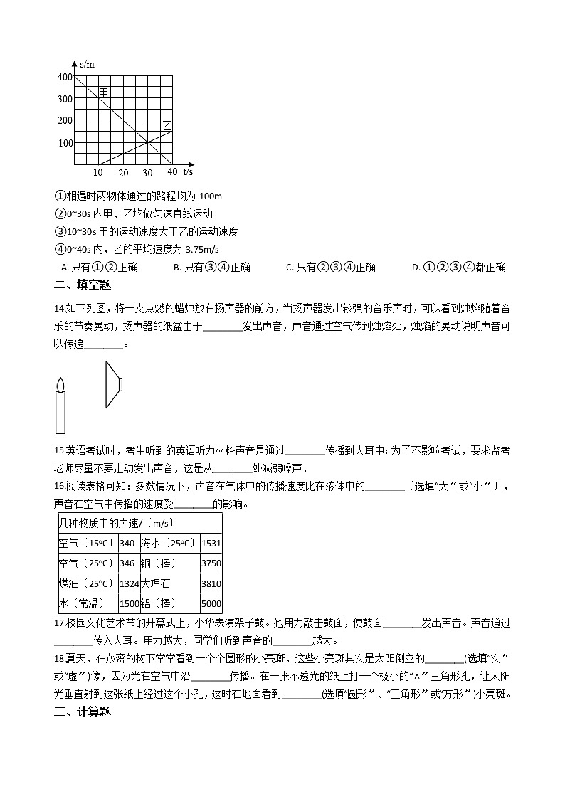 2021年吉林省长春市汽开区八年级上学期物理期中考试试卷附答案第3页