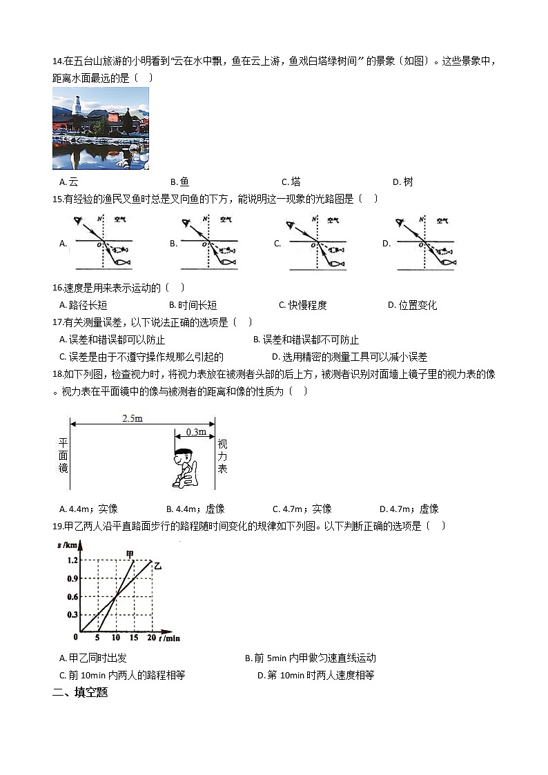 2021年山东省临沂市八年级上学期物理期中考试试卷附答案第3页