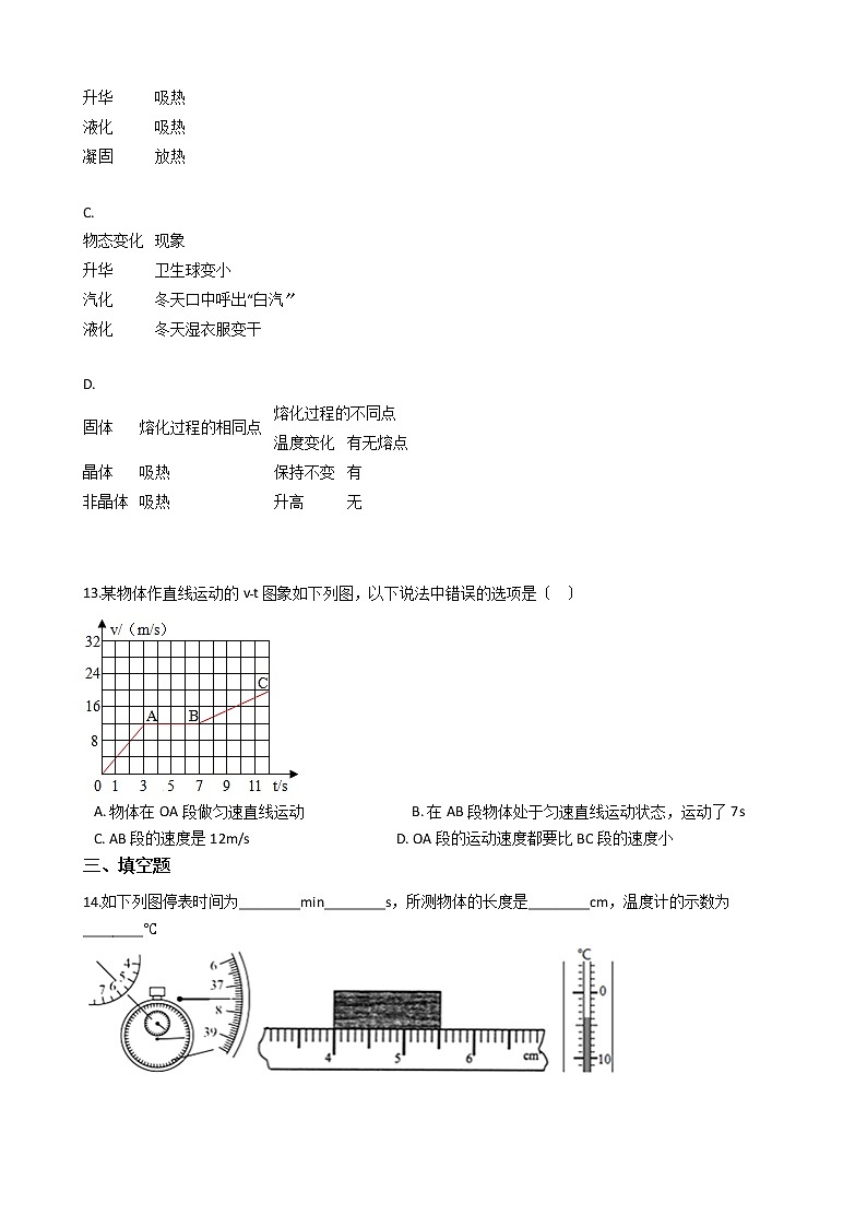 2021年天津八年级上学期物理期中考试试卷附答案03