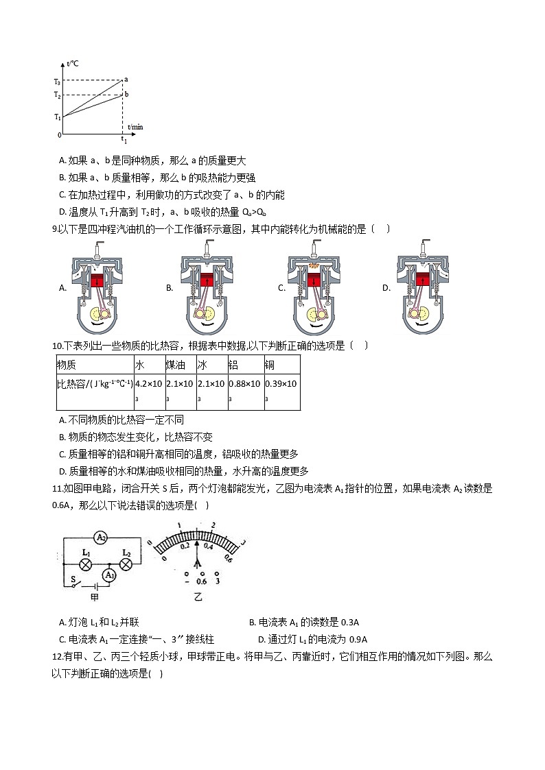 2021年沪科版初中物理九年级上学期期中考试模拟试卷第3页