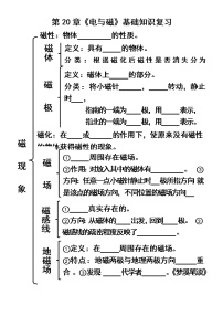 人教版九年级物理第二十章《电与磁》知识框架练习题