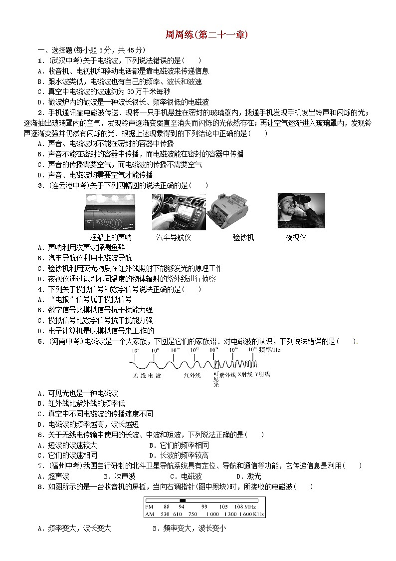九年级物理全册-第21章-信息的传递周周练-(新版)新人教版第1页