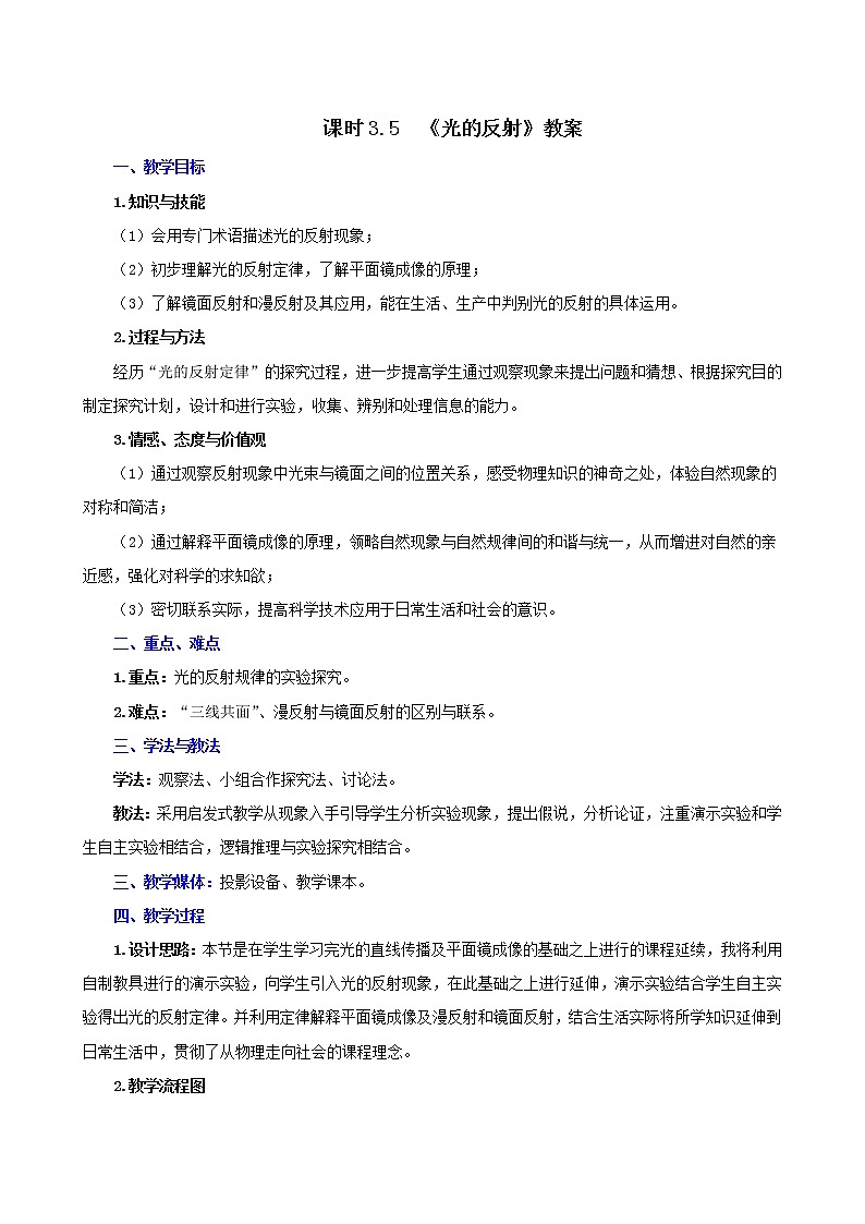 课时3.5  光的反射-2021年八年级上册（苏科版）（课件+教案+练习）01