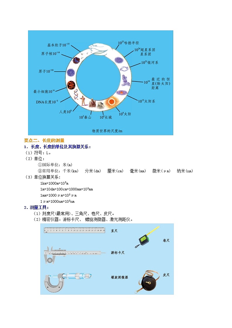 物体的尺度及其测量 知识讲解教案02