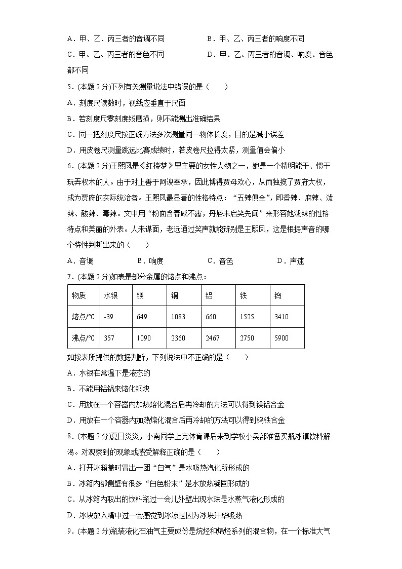 湖南省邵阳市武冈市2021-2022学年八年级上学期物理期中考试试卷（word版 含答案）第2页