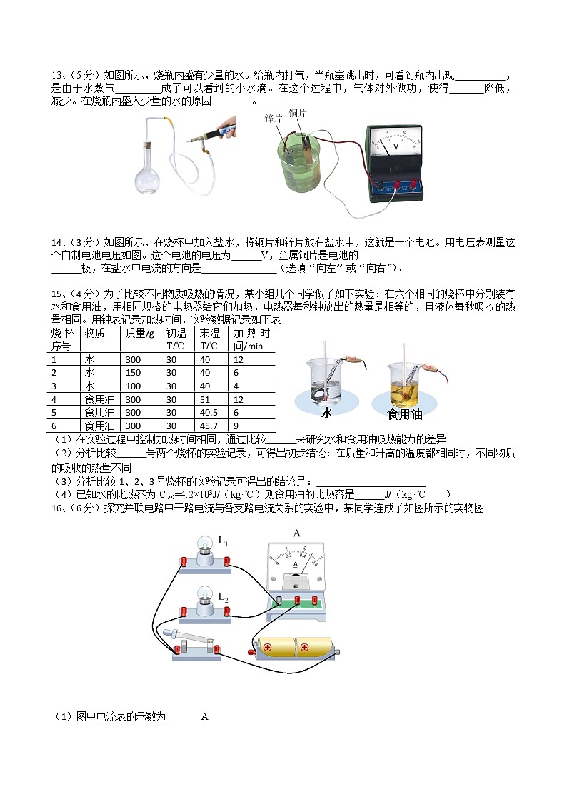 湖北省武汉市洪山区2020-2021学年九年级上学期期中调研考试物理试卷+答案第3页