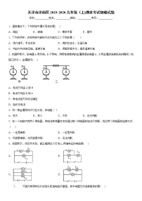 2019-2020学年九年级上学期天津市津南区期末考试物理试题（原卷+解析卷）