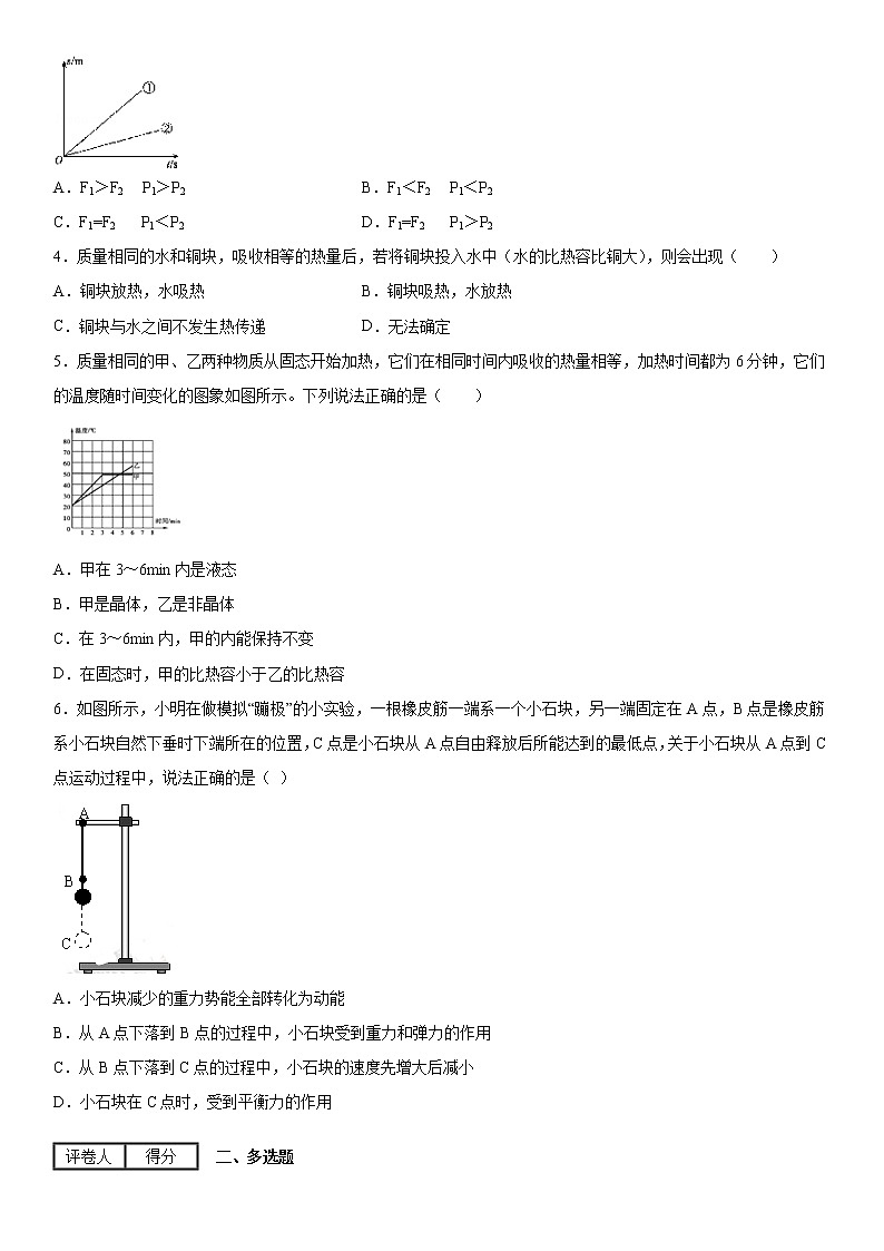 2019-2020学年九年级（上）江西省南昌市艾溪湖中学10月月考物理试题（原卷）第2页