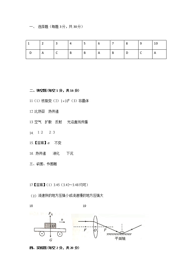 贵州兴义民族师范学院附属中学九年级第五次中考模拟考试物理（含答案答题卡）01