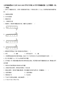 2019-2020学年八年级（上）江西省南昌市十九中10月月考物理试题（上学期第一次)（原卷+解析卷）