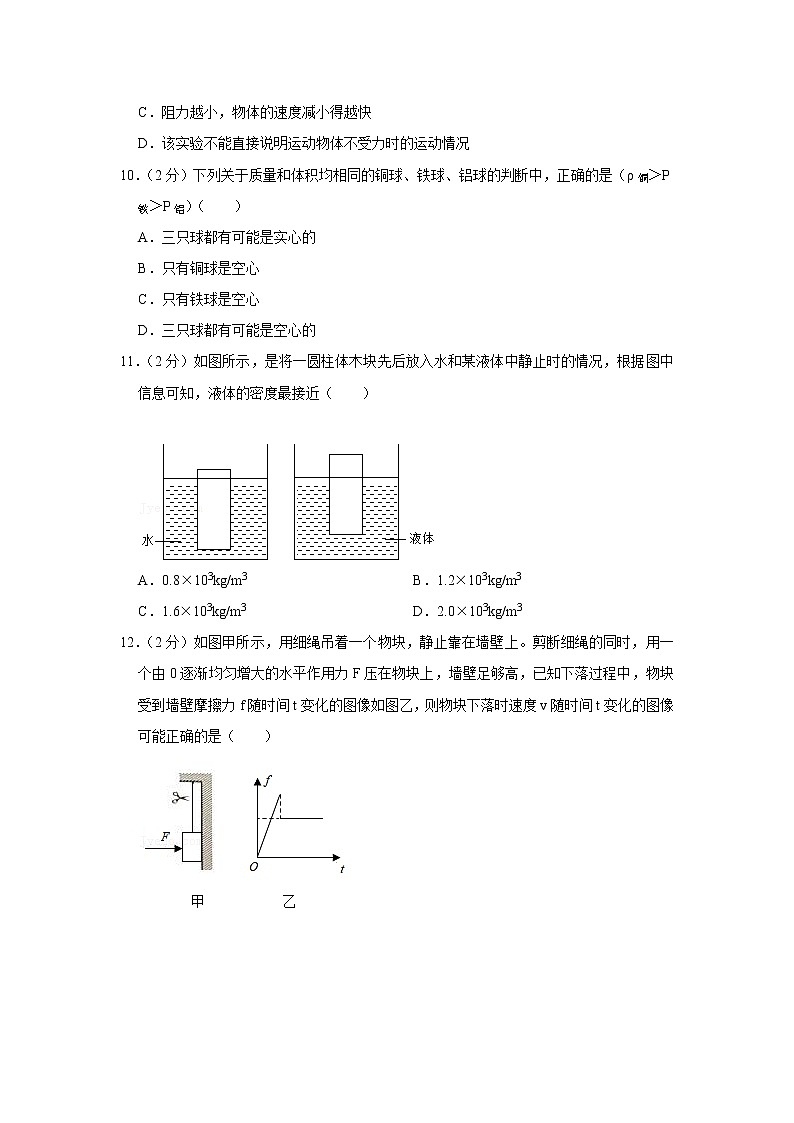 2020-2021学年江苏省南通市如东县八年级（下）期末物理试卷03