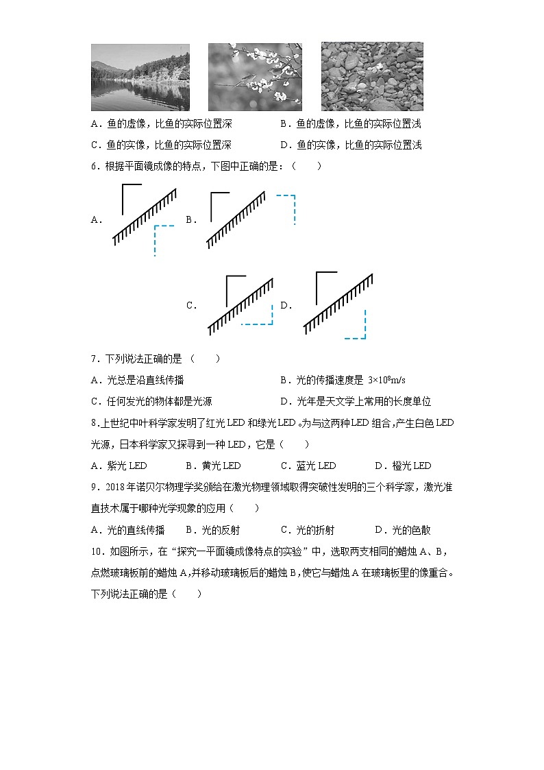 第四章光现象基础练习（1）2021-2022学年人教版物理八年级上册第2页