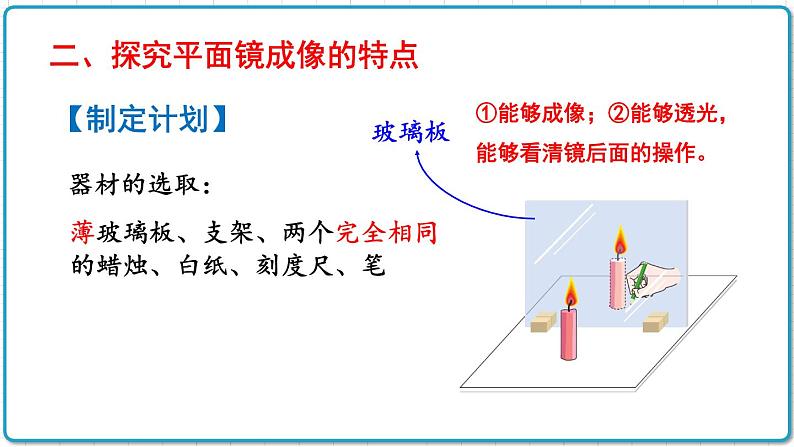 2021年初中物理北师大版八年级上册 第五章 5.3 学生实验：探究——平面镜成像的特点 课件07