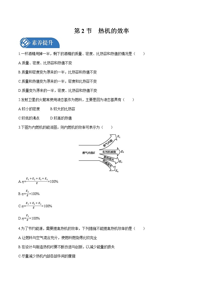 第十四章 第2节　热机的效率 课时练习 初中物理人教版九年级全一册（2021年）第1页