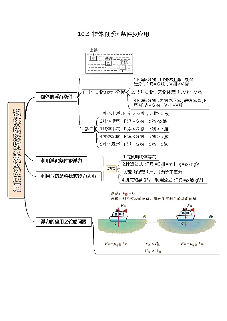 10.3物体的浮沉条件及应用练习题01