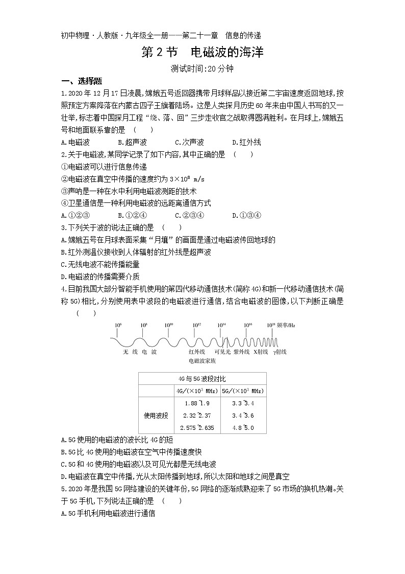02-第二十一章第2节  电磁波的海洋练习题01