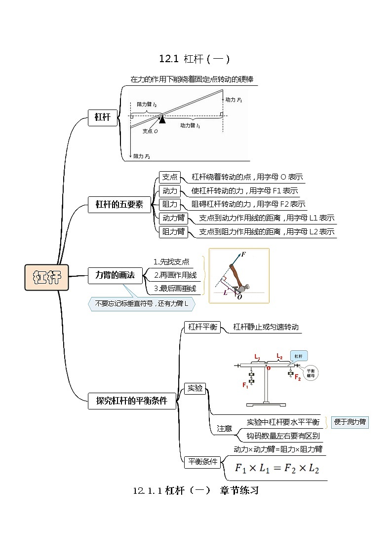 12.1杠杆（一）练习题第1页
