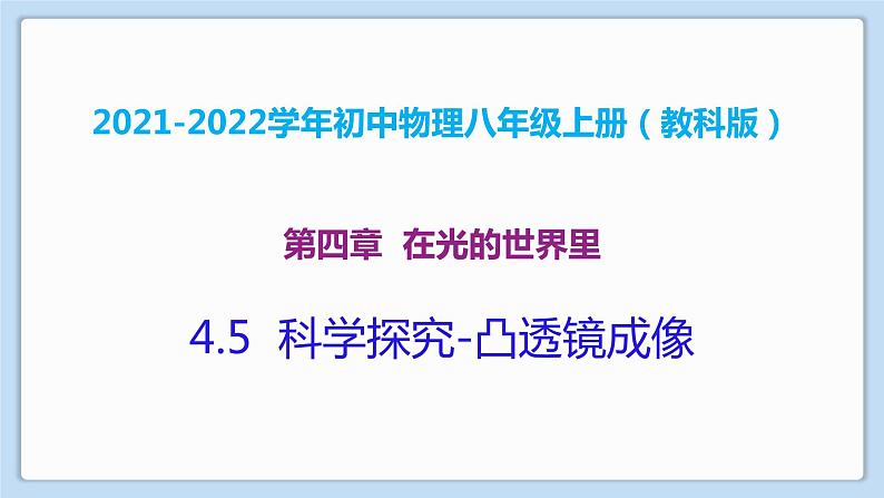 2021-2022学年初中物理教科版八年级上册 4.5  科学探究-凸透镜成像 同步教学课件第1页