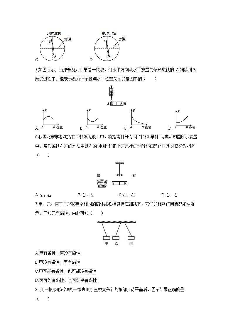 20.1 磁现象 磁场  一课一练（一） 初中物理人教版九年级全一册（2021年）02