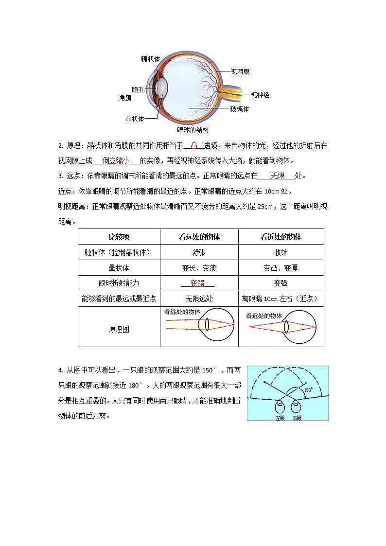 5.4眼睛和眼镜2021-2022学年人教版八年级物理上册（答案版）第2页