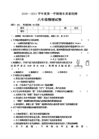 河北省秦皇岛市卢龙县2020-2021学年八年级上学期期末考试物理试题