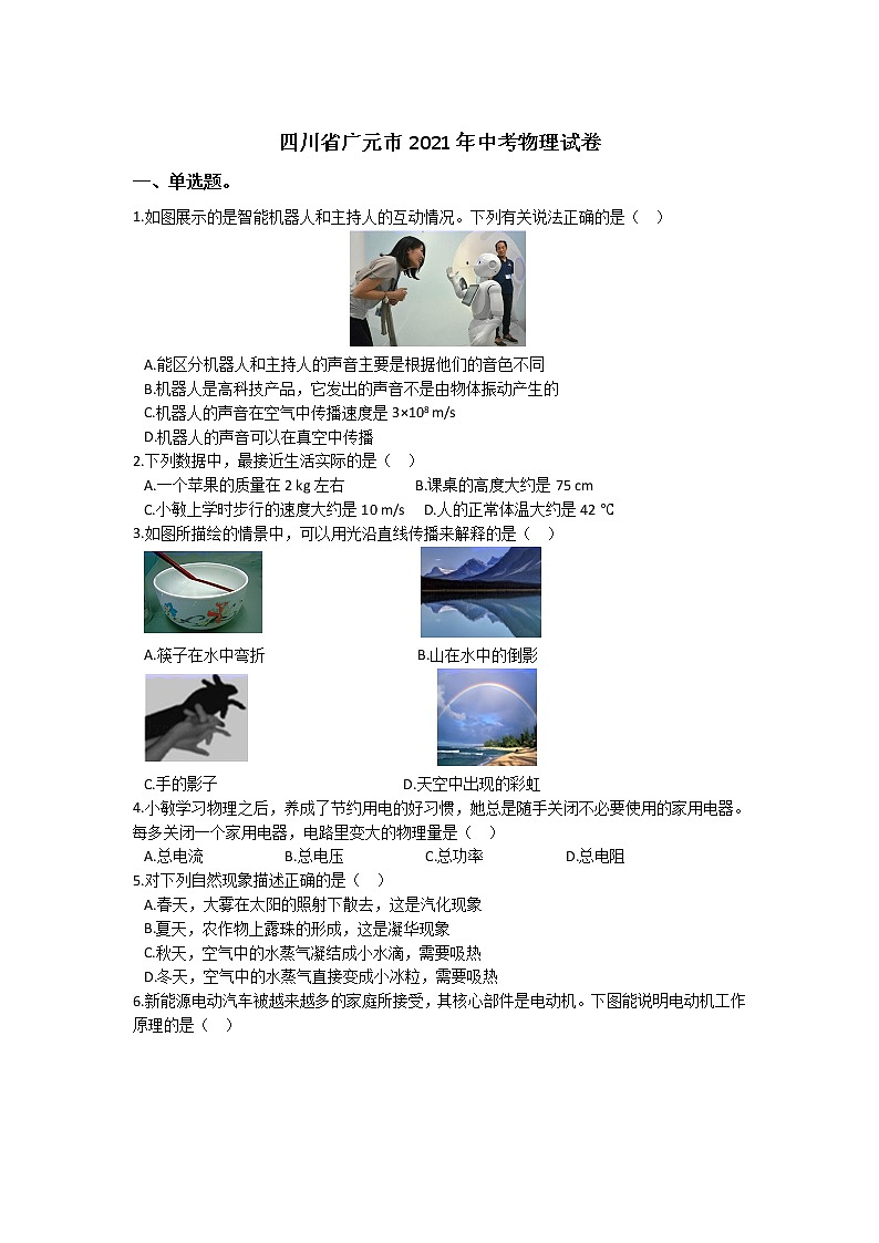 2021年四川省广元市中考物理真题（含解析）01