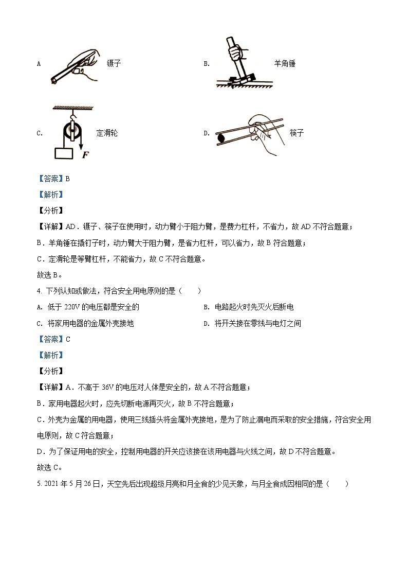 2021年山东省临沂市中考物理真题（原卷+解析）02