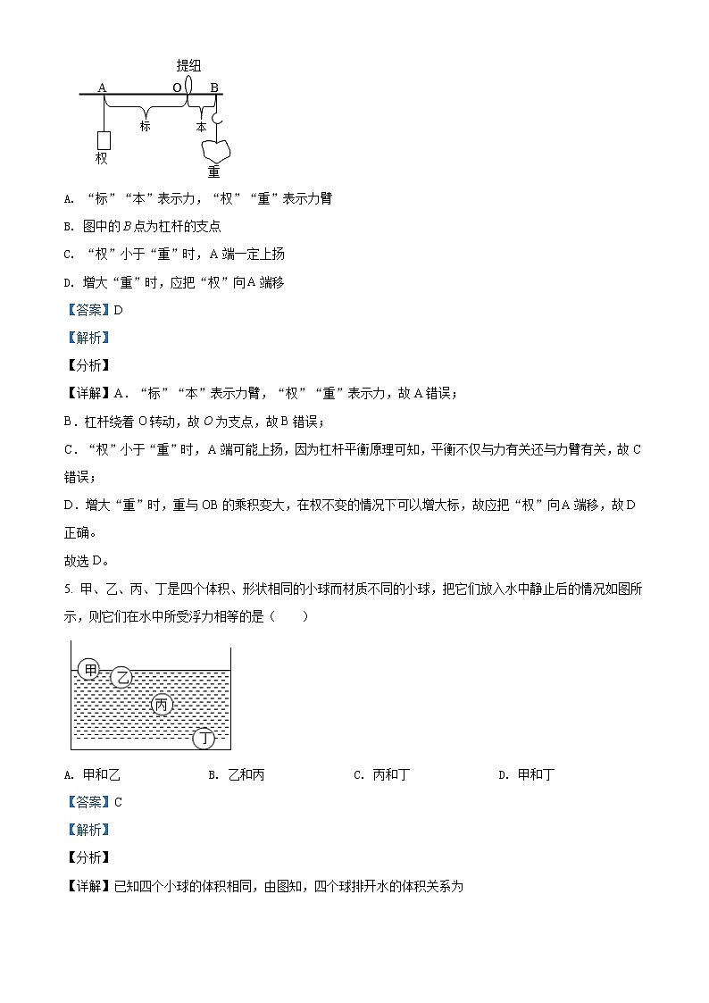 2021年湖南省衡阳市中考物理试题（原卷+解析）03