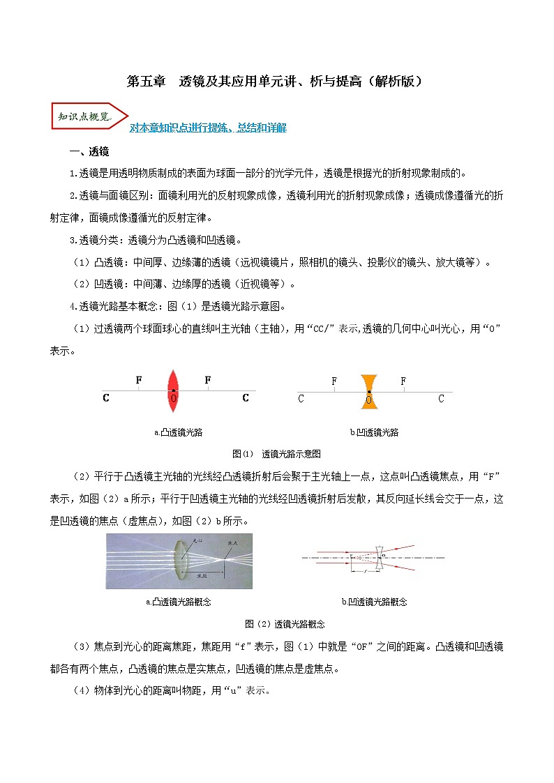 5.1  透镜及其应用（分章考点讲、析与提高）（解析版）第1页