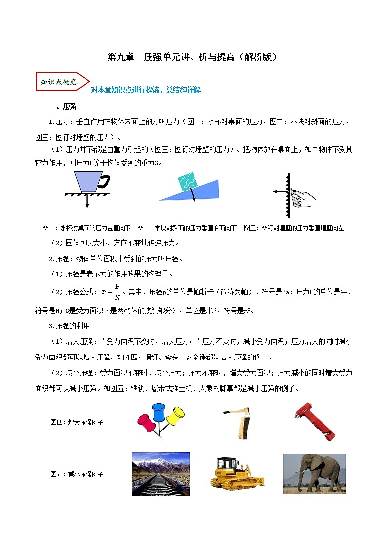 专题9.1 压强（单元考点讲、析）（解析版）第1页