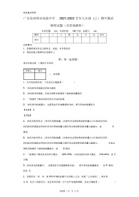 广东省深圳市高级中学2021-2022学年九年级(上)期中测试物理试题(含答案解析)