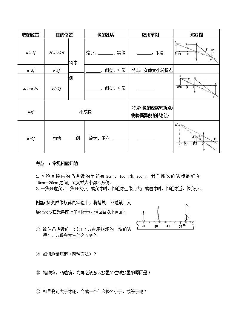 5.3凸透镜成像规律2021-2022学年人教版八年级物理上册（含答案版）学案02