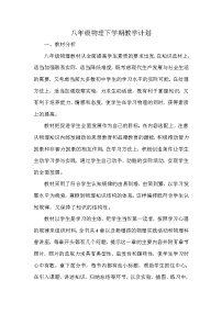 北师大版物理八年级下册教学计划安排