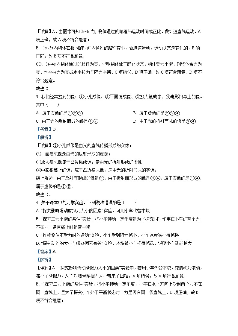 精品解析：2020年黑龙江省哈尔滨市道里区中考一模物理试题（解析版）第2页