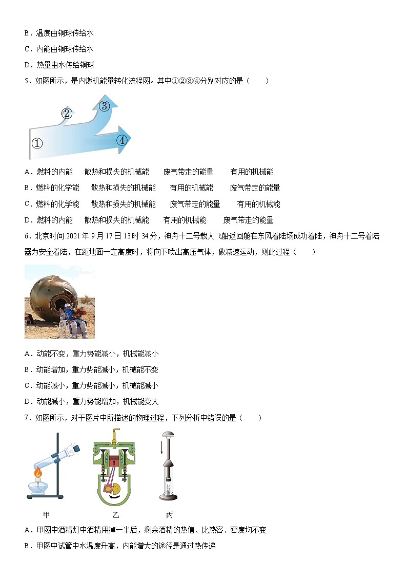 第十二章机械能和内能2021-2022学年苏科版物理九年级上册练习（1）第2页
