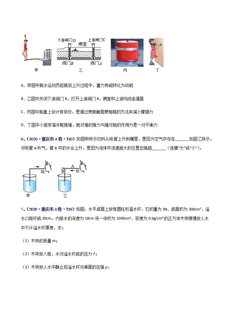 专题08 压强-5年（2017-2021）中考1年模拟物理分项汇编（重庆专用）（原卷版）第3页