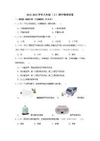 上海市浦东新区2021-2022学年八年级（上）期中物理测试题（word版 含答案）