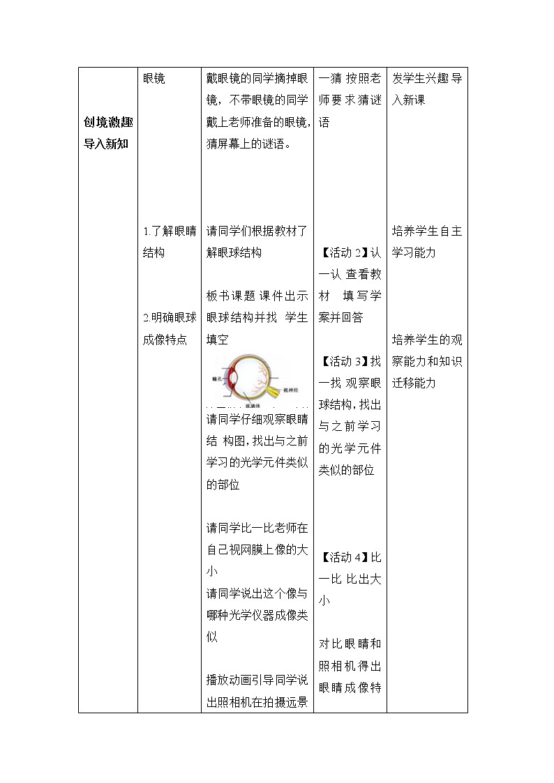 北师大版物理八年级下册  第六章 常见的光学仪器  第四节 眼睛和眼镜【课件+教案】02