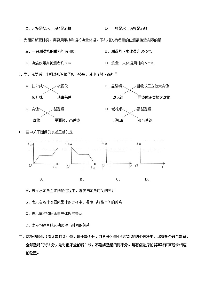 2020-2021学年人教版天津市和平区八年级物理上学期期末考试试卷第3页