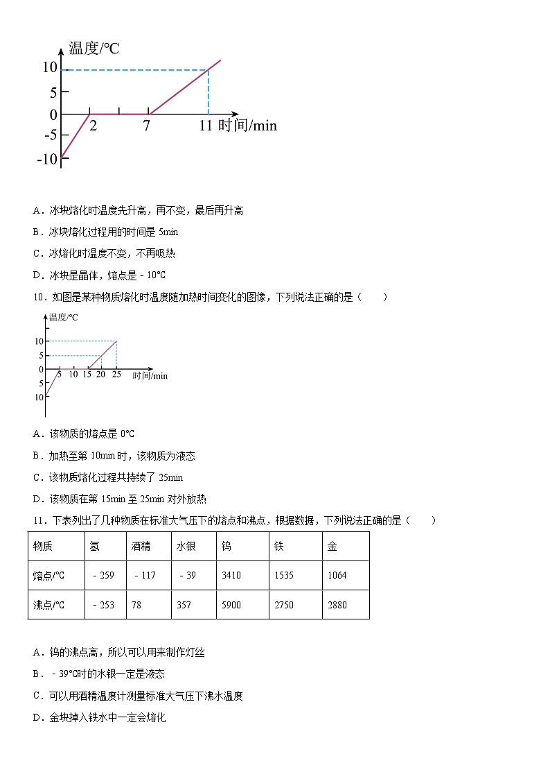 第一章物态及其变化2021-2022学年北师大版物理八年级上册（1）练习题第3页